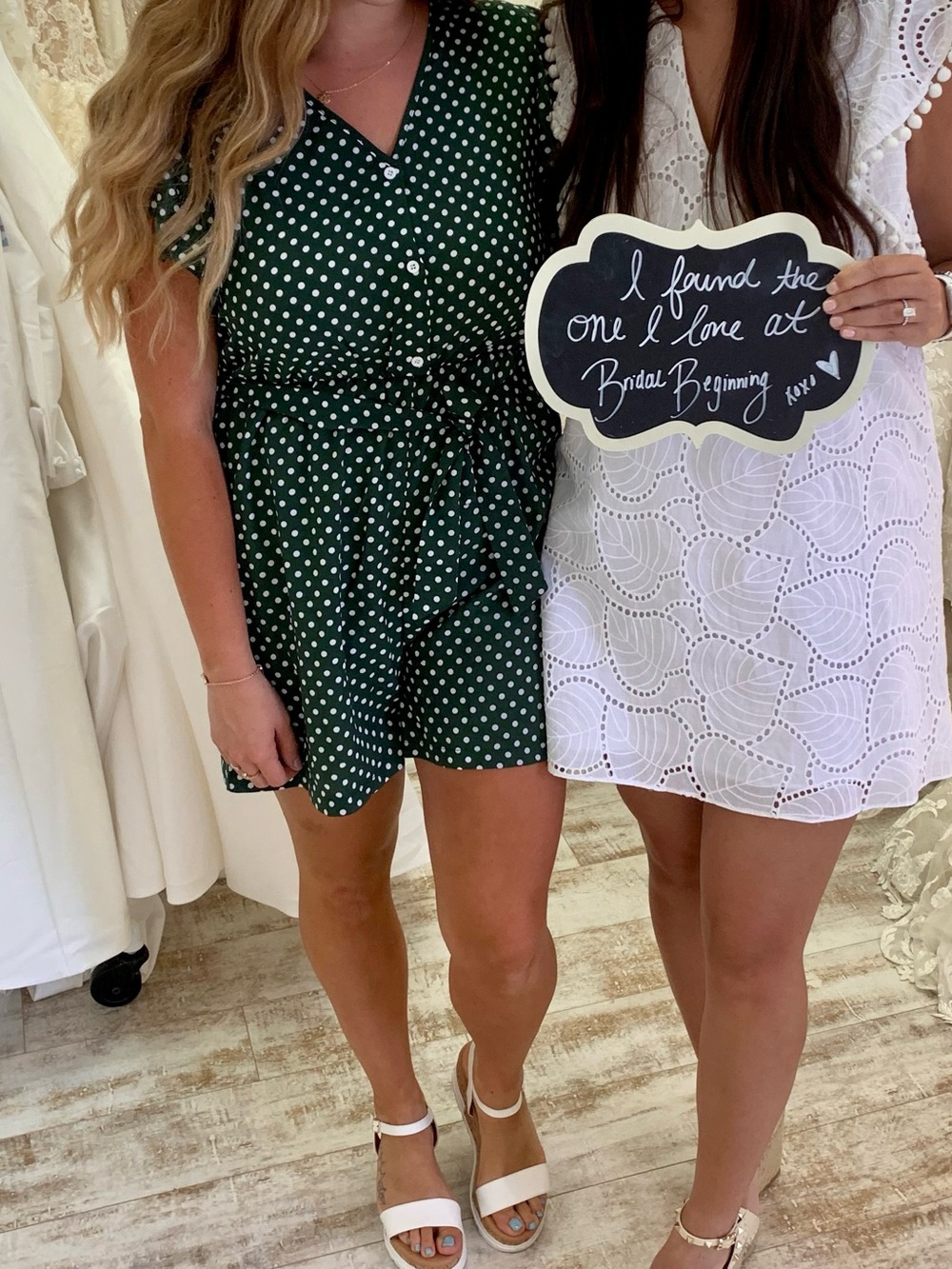 SHEIN Green Polka Dot Tie-Waist Dress